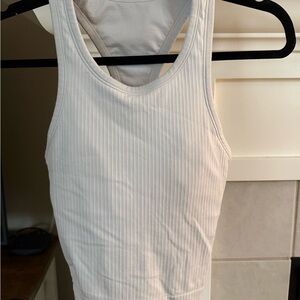 White Ribbed Women's Tank Top